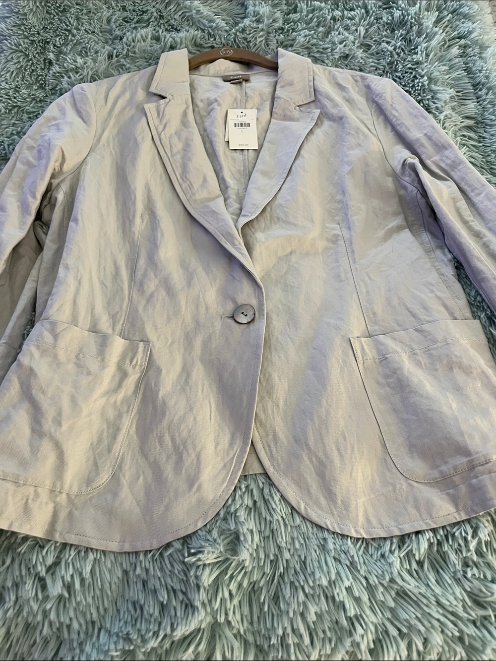 J JILL NWT TRENDY MARBLE/ SILVERMIST  ONE BUTTON NOTCHED COLLAR BLAZER SIZE L